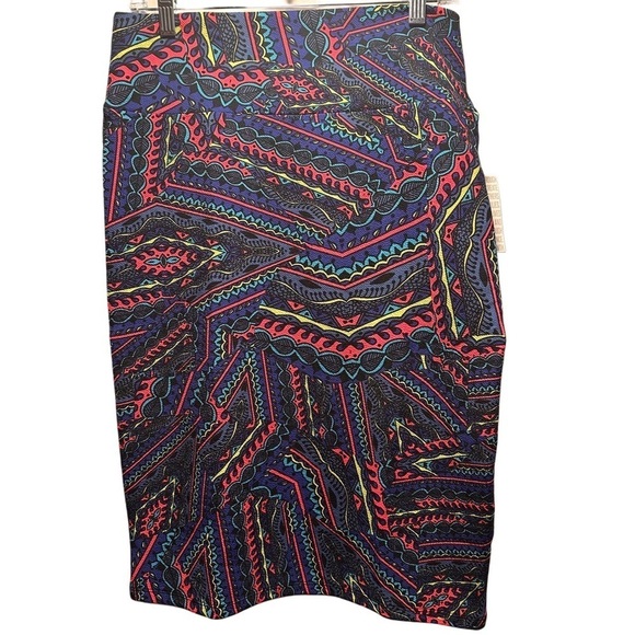 LulaRoe Cassie Pencil Skirt Stretchy High Wide Waist Band Large 14-16 Neon - Picture 5 of 16